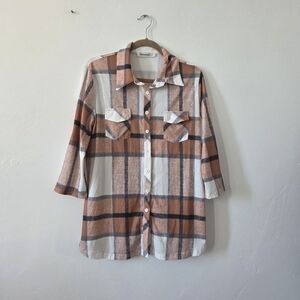 NineDaily Plaid Tunic Dress Earth Tones Lumberjack Boho Western Country Large